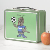 Cute grappige Komodo dragon die voetbal cartoon sp (In situ)