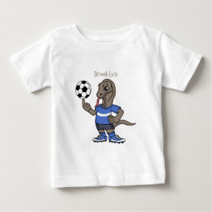Cute grappige Komodo dragon die voetbal cartoon sp