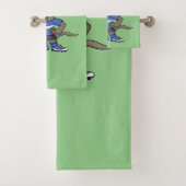 Cute grappige Komodo dragon die voetbal cartoon sp Bad Handdoek (Insitu)