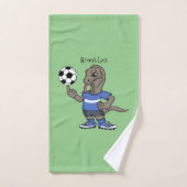Cute grappige Komodo dragon die voetbal cartoon sp Bad Handdoek (Handdoek)