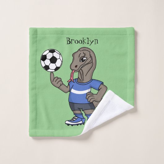 Cute grappige Komodo dragon die voetbal cartoon sp Bad Handdoek (Wasdoekje)