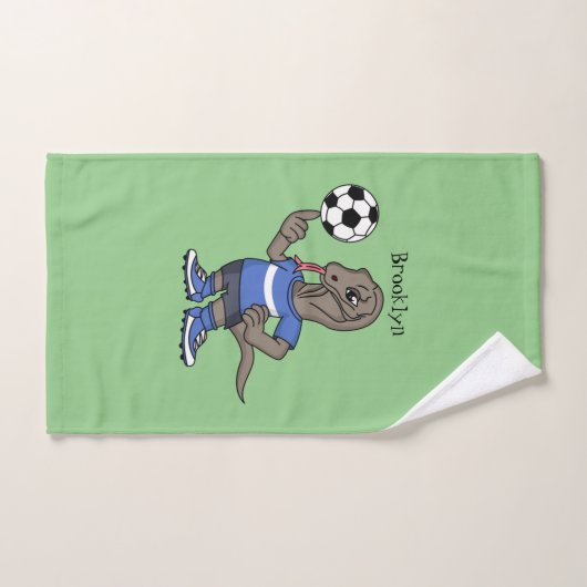 Cute grappige Komodo dragon die voetbal cartoon sp Bad Handdoek (Handdoek)