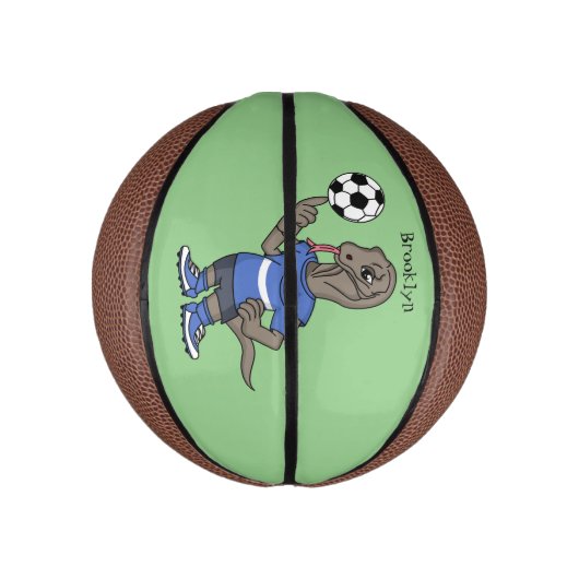 Cute grappige Komodo dragon die voetbal cartoon sp Basketbal (Verticaal)