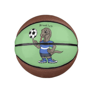 Cute grappige Komodo dragon die voetbal cartoon sp Basketbal
