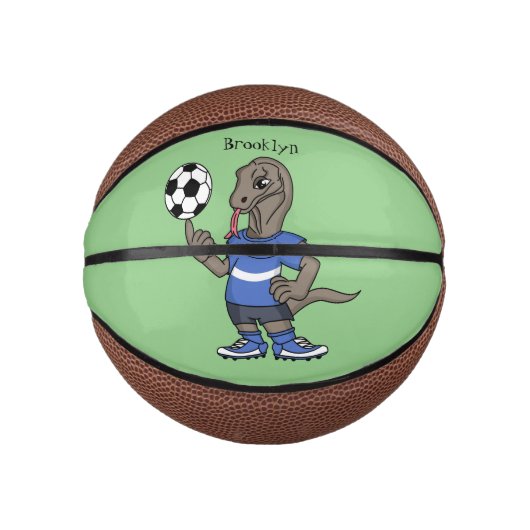 Cute grappige Komodo dragon die voetbal cartoon sp Basketbal (Voorkant)