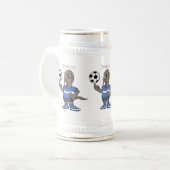 Cute grappige Komodo dragon die voetbal cartoon sp Bierpul (Voorkant links)