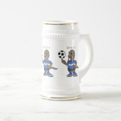 Cute grappige Komodo dragon die voetbal cartoon sp Bierpul (Voorkant rechts)