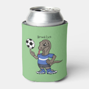 Cute grappige Komodo dragon die voetbal cartoon sp Blikjeskoeler
