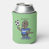 Cute grappige Komodo dragon die voetbal cartoon sp Blikjeskoeler (Blikje Achterkant)