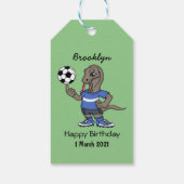 Cute grappige Komodo dragon die voetbal cartoon sp Cadeaulabel (Achterkant)