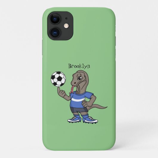 Cute grappige Komodo dragon die voetbal cartoon sp Case-Mate iPhone Case (Achterkant)