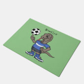 Cute grappige Komodo dragon die voetbal cartoon sp Deurmat (Schuin)