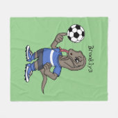 Cute grappige Komodo dragon die voetbal cartoon sp Fleece Deken (Voorkant (Horizontaal))