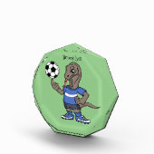 Cute grappige Komodo dragon die voetbal cartoon sp Fotoblokken (Rechts)