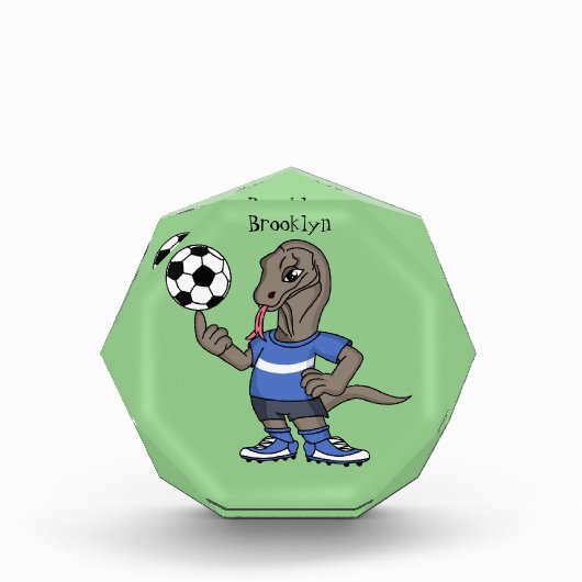 Cute grappige Komodo dragon die voetbal cartoon sp Fotoblokken (Voorkant)