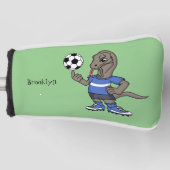 Cute grappige Komodo dragon die voetbal cartoon sp Golfheadcover (Voorkant)
