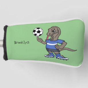 Cute grappige Komodo dragon die voetbal cartoon sp Golfheadcover