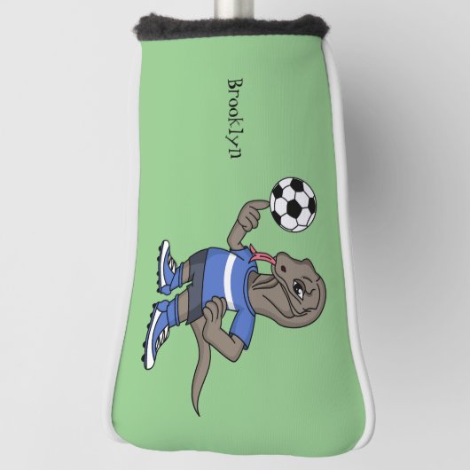 Cute grappige Komodo dragon die voetbal cartoon sp Golfheadcover (Draai 90)