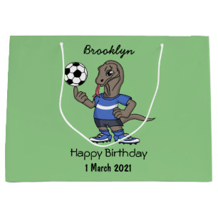 Cute grappige Komodo dragon die voetbal cartoon sp Groot Cadeauzakje
