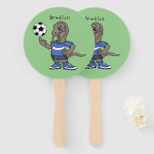 Cute grappige Komodo dragon die voetbal cartoon sp Handwaaier (Voorkant en achterkant)