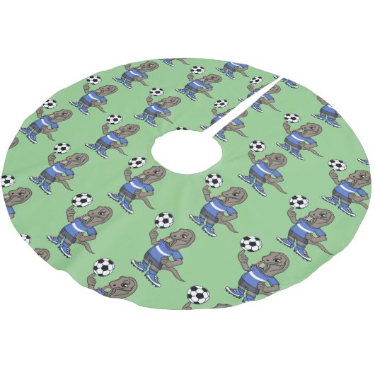 Cute grappige Komodo dragon die voetbal cartoon sp Kerstboom Rok (Gekanteld)