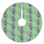 Cute grappige Komodo dragon die voetbal cartoon sp Kerstboom Rok (Voorkant)