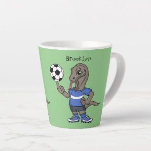 Cute grappige Komodo dragon die voetbal cartoon sp Latte Mok