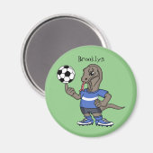 Cute grappige Komodo dragon die voetbal cartoon sp Magneet (Voorkant / Achterkant)