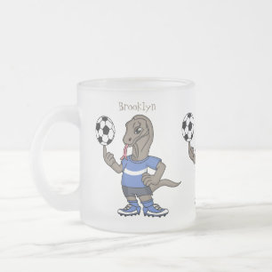 Cute grappige Komodo dragon die voetbal cartoon sp Matglas Koffiemok