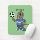 Cute grappige Komodo dragon die voetbal cartoon sp Muismat (Met muis)