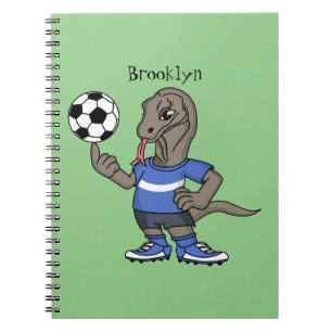 Cute grappige Komodo dragon die voetbal cartoon sp Notitieboek