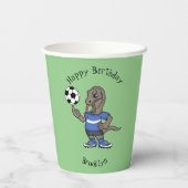 Cute grappige Komodo dragon die voetbal cartoon sp Papieren Bekers (Achterkant)