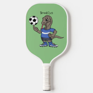 Cute grappige Komodo dragon die voetbal cartoon sp Pickleball Paddle
