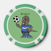 Cute grappige Komodo dragon die voetbal cartoon sp Poker Chips (Achterkant)