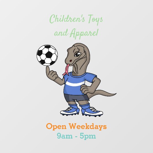 Cute grappige Komodo dragon die voetbal cartoon sp Raamsticker (Vel)