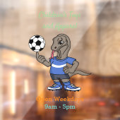 Cute grappige Komodo dragon die voetbal cartoon sp Raamsticker (Vel 2)