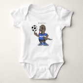 Cute grappige Komodo dragon die voetbal cartoon sp Romper (Voorkant)