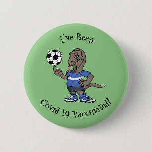 Cute grappige Komodo dragon die voetbal cartoon sp Ronde Button 5,7 Cm