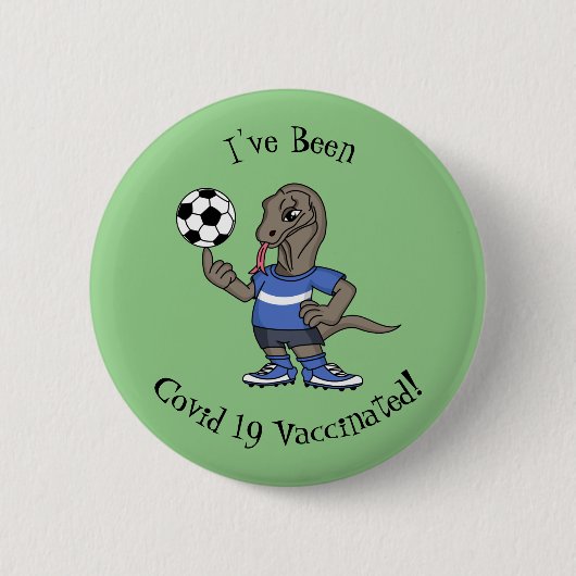 Cute grappige Komodo dragon die voetbal cartoon sp Ronde Button 5,7 Cm (Voorkant)