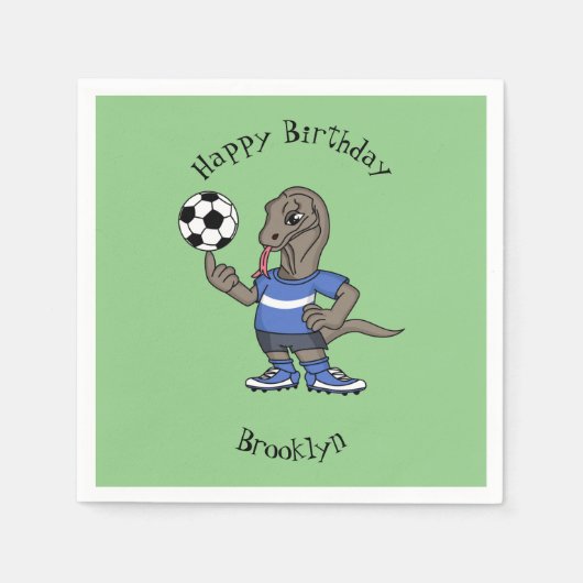 Cute grappige Komodo dragon die voetbal cartoon sp Servet (Voorkant)