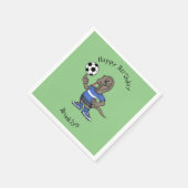 Cute grappige Komodo dragon die voetbal cartoon sp Servet (Hoek)