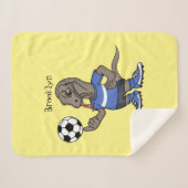 Cute grappige Komodo dragon die voetbal cartoon sp Sherpa Deken (Voorkant (horizontaal))