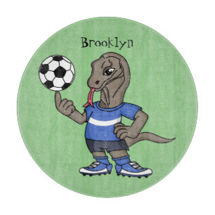 Cute grappige Komodo dragon die voetbal cartoon sp Snijplank
