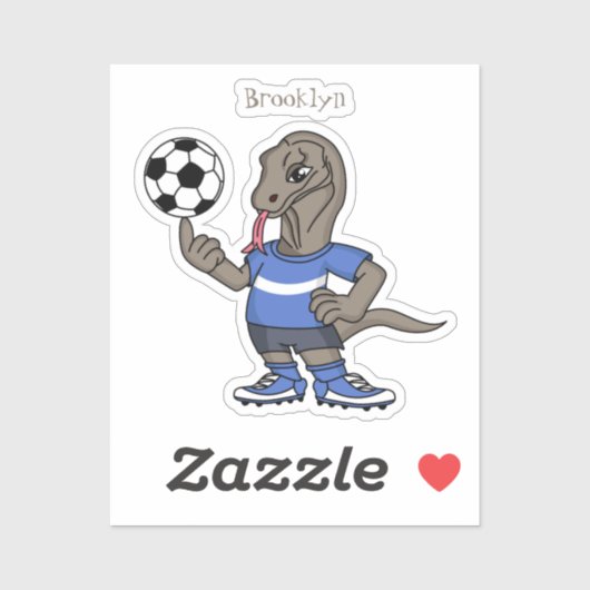 Cute grappige Komodo dragon die voetbal cartoon sp Sticker (Vel)