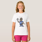 Cute grappige Komodo dragon die voetbal cartoon sp T-shirt (Voorkant volledig)