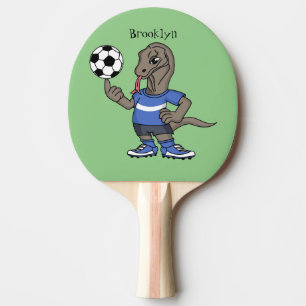 Cute grappige Komodo dragon die voetbal cartoon sp Tafeltennisbatje