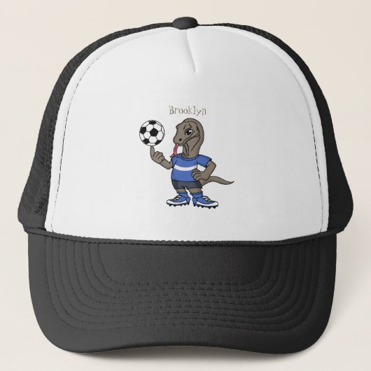 Cute grappige Komodo dragon die voetbal cartoon sp Trucker Pet (Voorkant)