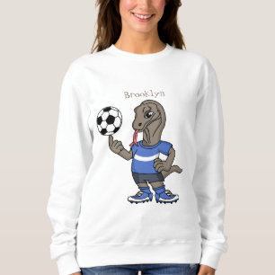 Cute grappige Komodo dragon die voetbal cartoon sp Trui