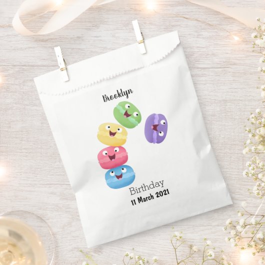 Cute grappige macarons cartoon illustratie bedankzakje (Geknipt)