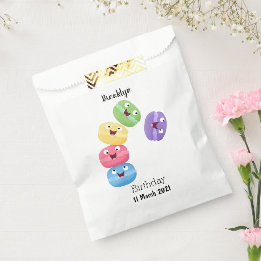 Cute grappige macarons cartoon illustratie bedankzakje (Gezegeld)